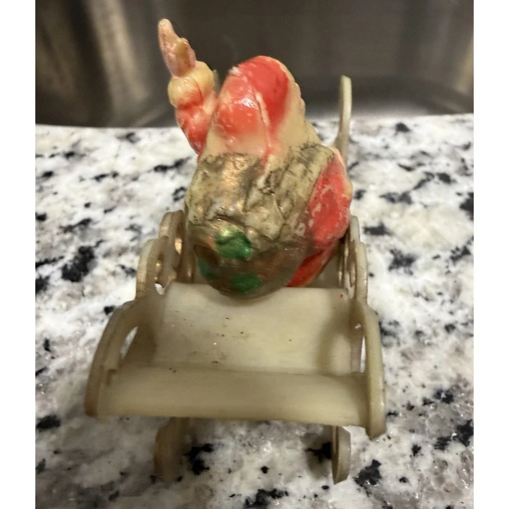 Vintage Plastic Santa Claus Sleigh Christmas Ornament Decor Hong Kong